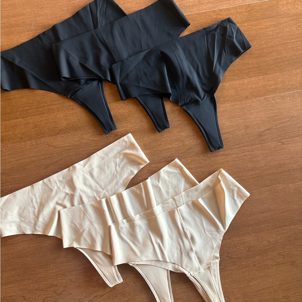 Aura Invisible Camel Toe Thong High Rise 6 Pair Size Medium